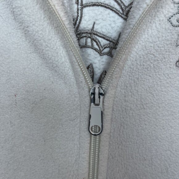 Disney Parks Womens Medium Minnie Mouse Ivory Fleece Hoodie Full Zip Stitched - Picture 7 of 9